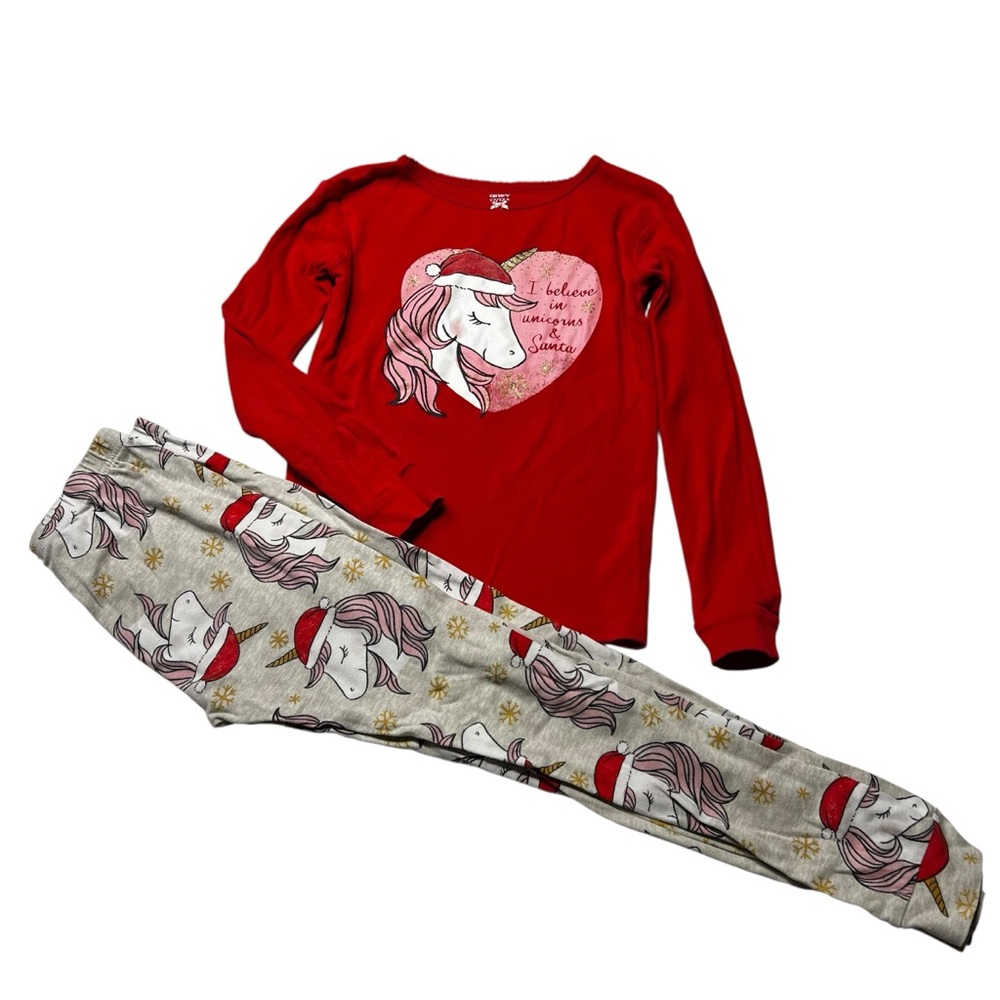 Carter's Christmas Red and White‎ Unicorn Pajama Set
